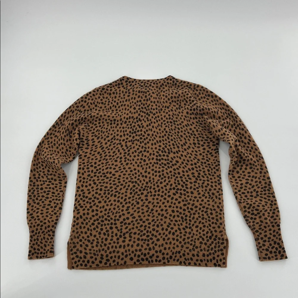 J. Crew Cashmere crewneck sweater in leopard‎ dot fun eclectic statement XS